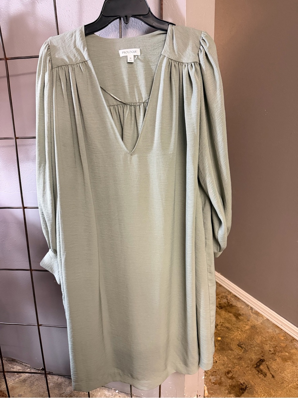 Prologue Sage Green V-Neck Long Sleeve Dress